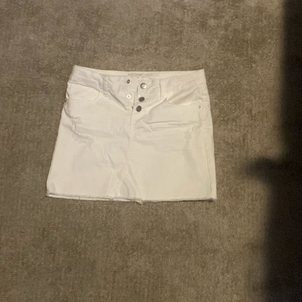 White Regular Rise Jean Skirt